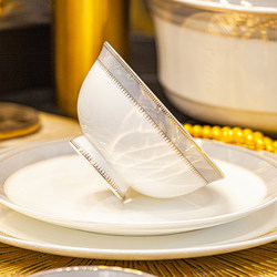 2025 New Jingdezhen High-End Ceramic Tableware Set, Chinese-Style Bowls and Plates, Household Dishes, Housewarming Gift