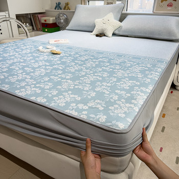 Summer jacquard ice silk mat and fitted sheet set, 2025 new model, machine washable air-conditioned mat, category a, maternal and infant grade