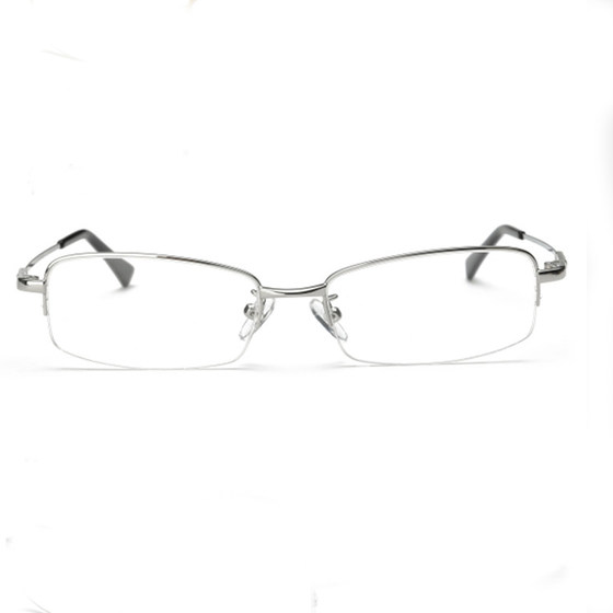 Memory metal glasses, half frame, men's ultra light business square myopia glasses frame, finished glasses, anti radiation titanium alloy