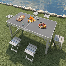 Folding Table for Outdoor Stall Setup, Portable Rectangular Folding Table for Night Market, Camping, and Picnic Table and Chairs