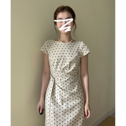 Especially Beautiful Waist-Cinching White Polka Dot Dress for Women, Summer 2026 New French Style, Stunningly Beautiful Long Dress