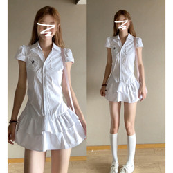 French-Style Elegant White Shirt Dress for Women, 2026 New Summer Model, Very Stylish, College Style, Short Dress for Petite Figures
