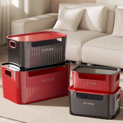 Desktop Storage Box for Cosmetics, Snacks, and Miscellaneous Items, Multifunctional Organizer with Lid, Plastic Storage Basket for Books and Toys