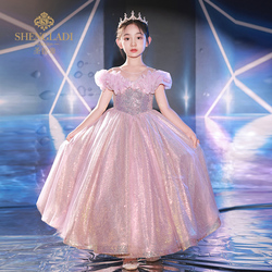 Princess Dress Girls High-end Dress Light Luxury Niche Children Host Piano Performance Clothing Birthday Catwalk Evening Dress
