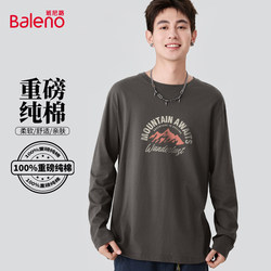 Baleno Pure Cotton Heavyweight Long-Sleeve T-Shirt for Men, Autumn American-Style Oversize Short-Sleeve Loose Large-Size Base Shirt
