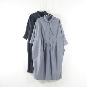 
Japanese single new style commuter all-match placket hidden button pullover high waist slim mid-length skirt women's fashion three-quarter sleeve dress