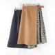 New Japanese style commuting versatile rear invisible zipper high waist slim A-line skirt for women splicing fashionable midi skirt