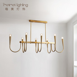 Zhongshan Lighting Manufacturer French American Vintage Style Candle Lamp Study Room Dining Room Island Long Linear Pendant Light