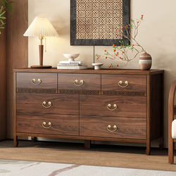 Solid Wood Chest of Drawers Bedroom Storage Cabinet New Chinese Style Bedside Drawer Cabinet Five-Drawer Cabinet Living Room Wall-Mounted Storage Cabinet Chest of Drawers