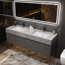 Public bathroom double basin bathroom cabinet combination marble double basin floor-standing washbasin cabinet bathroom set