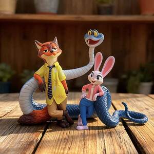 
Zootopia 2 Judy Police Officer Nick Gary Snake Figure Ornament Model Anime Children's Birthday Ornament