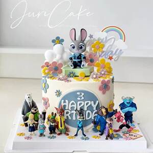 
Zootopia Cake Decoration Ornaments Nick Judy Police Officer Fox Rabbit Children's Birthday Baking Dress Up Plug-in