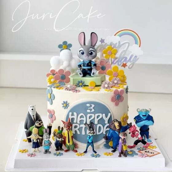
Zootopia Cake Decoration Ornaments Nick Judy Police Officer Fox Rabbit Children's Birthday Baking Dress Up Plug-in