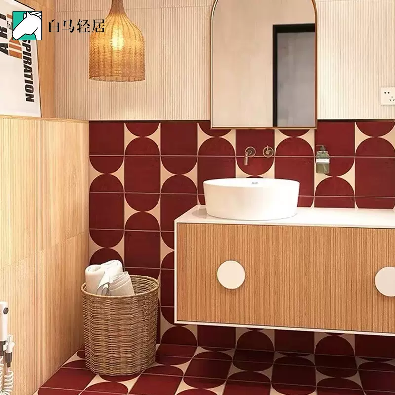 白马复古赤贫风0小花砖花园阳台地砖厨卫浴室墙砖民宿