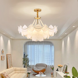 Gu Jia French-Style Living Room Chandelier, Light Luxury Master Bedroom Lamp, Cream-Style Shell Pearl Chandelier, Internet-Famous Zhongshan Lighting Fixtures