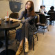 Fashion holiday women's dress dress long skirt Korean chiffon long sleeve Posamian large size wave dot bottoming long skirt autumn
