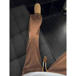 
New brown herringbone pattern jacquard pants for men, autumn and winter velvet wide-leg pants, American retro teenagers velvet