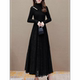 Half turtleneck sweater dress for women in autumn and winter 2025 new French base skirt fake two-piece spliced ​​lace knitted dress