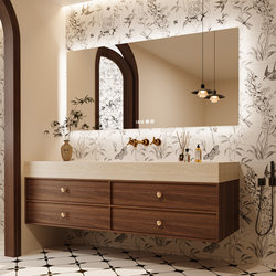 Medieval-Style Integrated Washbasin with Seamless Hot-Bent Ceramic Countertop, Bathroom Vanity, Washbasin, Bathroom Cabinet