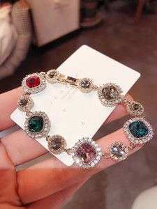 
High-end design color crystal zircon bracelet 2024 new style Korean internet celebrity temperament bracelet women's handkerchief