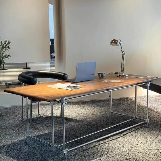 
Bauhaus optical axis elm desk retro industrial style office desk designer dining table studio conference table