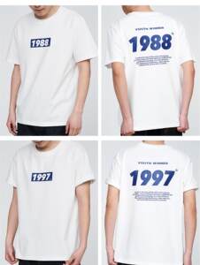 
1980-2000 digital printed pure cotton clothes for men and women, same style couple short loose casual T-shirt half-sleeved summer