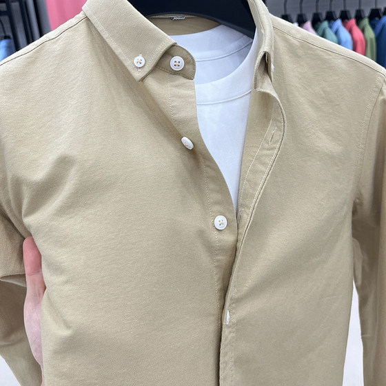 
[High-end brand discount] Pure cotton long-sleeved shirt men's spring and autumn horse logo casual Oxford shirt T-shirt