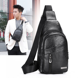 Men's breast bag new men's fashionable shoulder mesengers men's soft leather waterproof diagonal bag casual backpack men's small bag