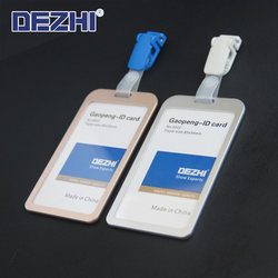 Dezhi-Aluminum Alloy Badge Holder with Clip for Wearing, Work Id Card Holder, Metal Work Badge Lanyard