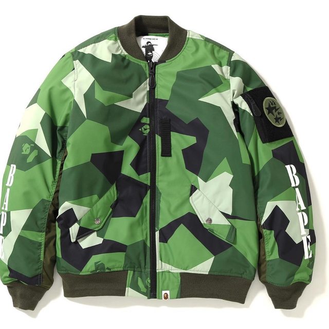 Sheng Jie trendy BAPE18 new geometric camouflage MA1 jacket thickened ...