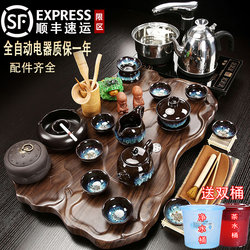 Tea Set for Home Use in the Living Room, Complete Set with Automatic Water Dispensing, Separate Integrated Kung Fu Tea Brewing Station, Tea Tray, Kettle, Simple Design