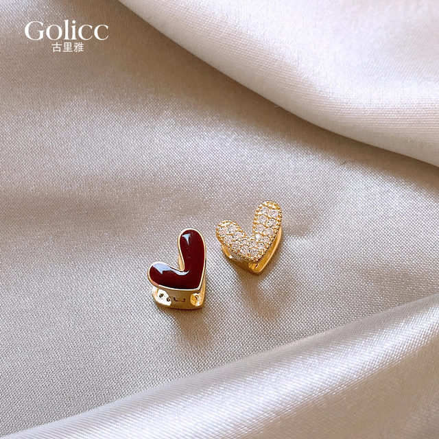 Red double-sided love earrings for women 2025 new style earrings, light luxury and high-end, unique earrings suitable for round faces