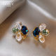 Retro flower crystal pearl earrings for women high-end light luxury earrings 2025 new style unique and beautiful autumn and winter earrings