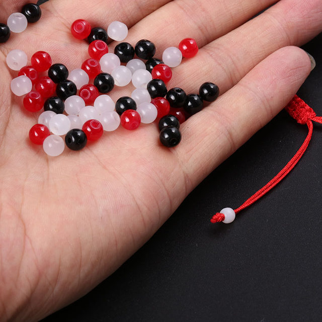 Bracelet ending beads 6 mm glazed white jade bead glass beads DIY woven red rope bracelet loose bead jewelry accessories