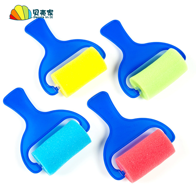 Sponge Paitning Shell Shell Home Sponge Painting Set - 4pc Roller Brush for Kids
