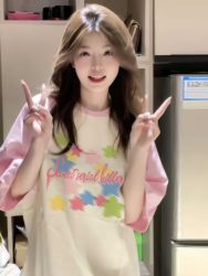 Dopamine Style Short-Sleeve T-Shirt for Women 2026 New Popular Summer Loose Half-Sleeve Top for Middle and High School Students