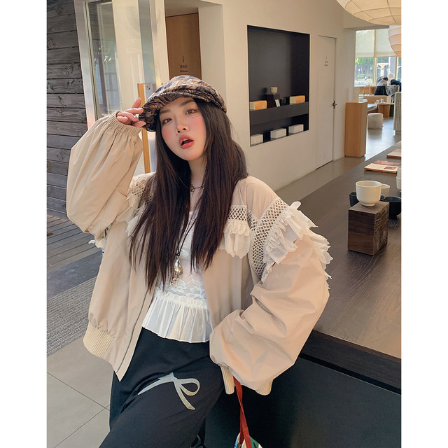 Jin Dazhi ruffled baseball jacket for women 2025 new autumn clothing ...