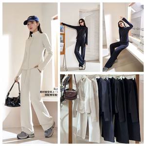 Sangpo 2026 small waist baby velvet stand collar suit autumn and winter new sports suit running women's casual suit