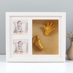 Baby 3D Hand and Foot Print Photo Frame, Stereo Hand and Foot Print Cloning Powder Model, Baby and Adult Hand and Foot Mold Commemorative