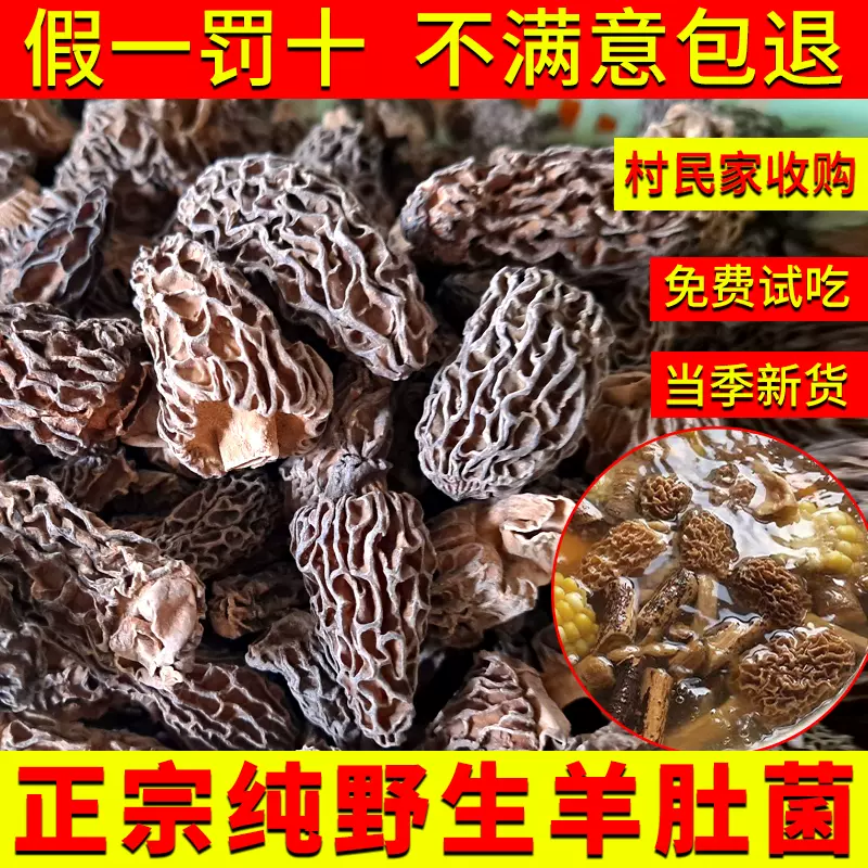 雲南野生羊肚菌500g菌菇類乾貨禮盒特產送禮茵山珍牛肚菇蘑旗艦店-Taobao