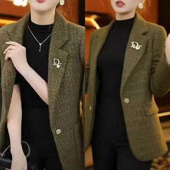 
Xiaoxiangfeng jacket women's new autumn and winter fashionable and versatile F super stunning suit green top elegant women's clothing