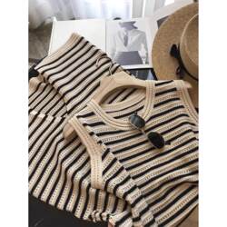2026 New Style Hollow Striped Knit Dress for Women, Summer Ice Silk Tank Dress, Long Loose Plus-Size Dress That Covers the Body