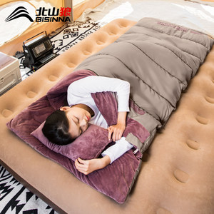 Beishan Wolf plus velvet super thick sleeping bag adult outdoor camping anti-cold winter thickened cold protection single quilt portable

