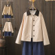 Spring and Autumn Large Size 200 Jin [Jin equals 0.5 kg] Fat mm American lapel contrast jacket jacket for women's work style shoulder-reducing age-reducing top trend