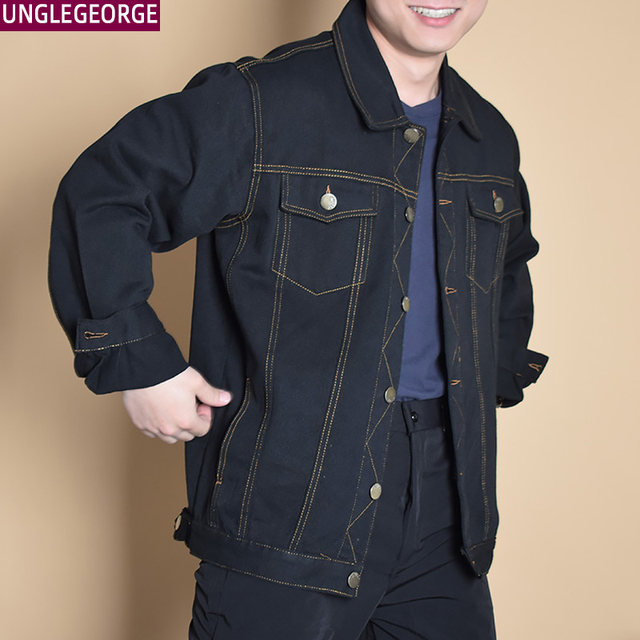 Denim jacket men's loose large size work clothes denim jacket pure ...