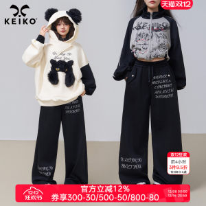 
KEIKO American Letter Printed Straight Sports Casual Pants 25 Autumn and Winter Relaxed High Waist Versatile Wide Leg Sweatpants