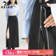 KEIKO Double Zip Adjustable Slit Skirt 25 Spring and Summer New Commuter High Waist Slim Black A-line Long Skirt