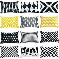 Nordic Simple Double-Sided Black and White and Yellow Bed Backrest Lumbar Pillow Office Sofa Cushion with Core Rectangular Pillowcase