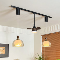 French Mid-Century Style Track Fan Light, Restaurant Chandelier, Adjustable Height, Floating Dining Table Glass Italian Island Table Lamp