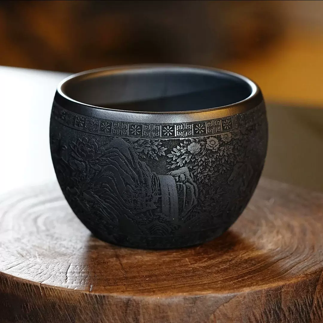 宜興 紫砂茶杯 寿桃主人杯 茶器 茶杯 煎茶道具 Q 宜興紫砂杯名家純